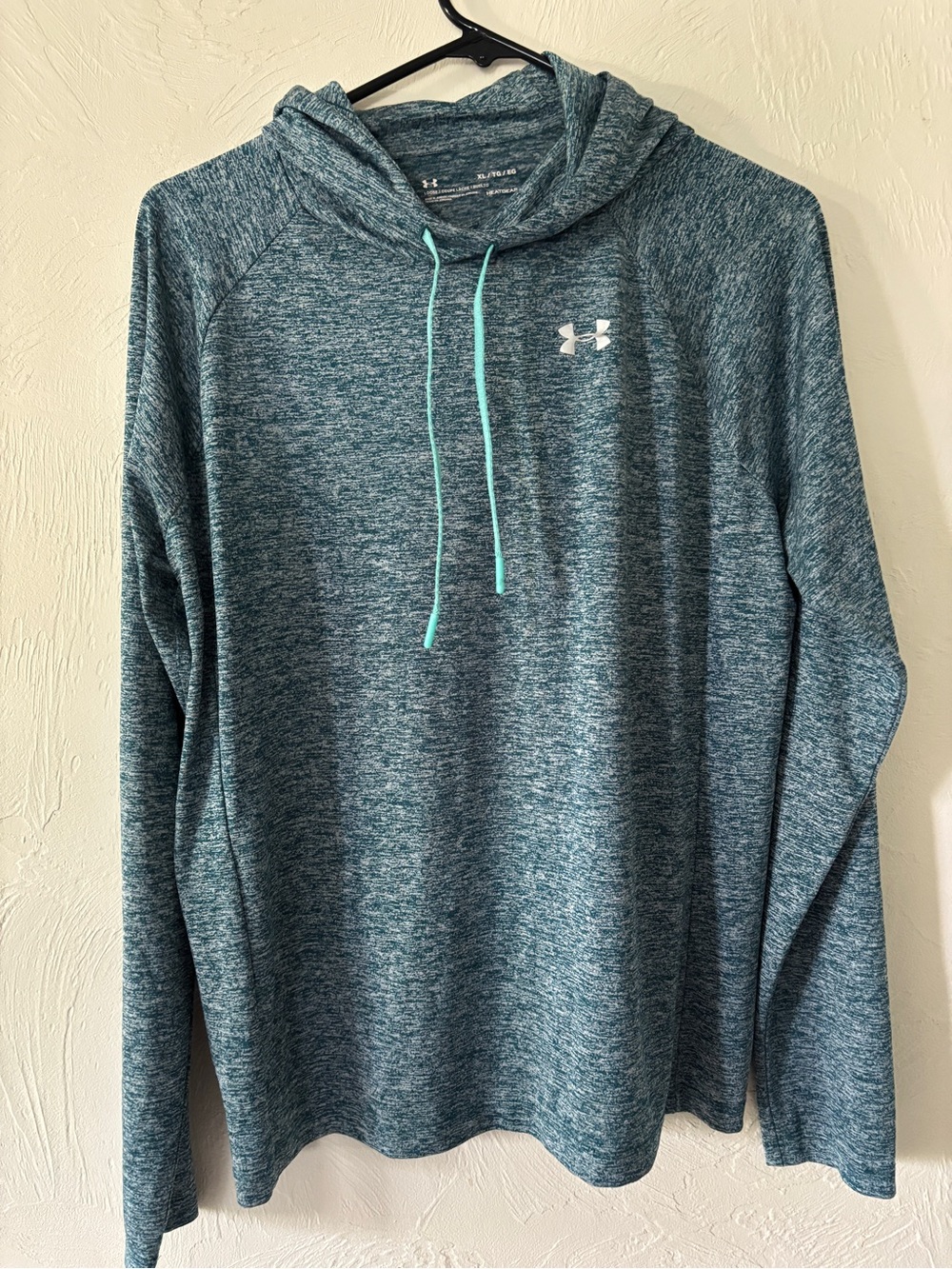 Under Armour Men's Teal Heather Crewneck Hoodie with Mint Drawcords